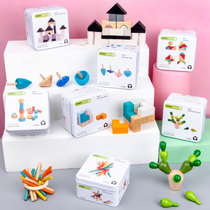 <span class=keywords><strong>Montague</strong></span> Boîte en fer Jouets pour bébé Puzzle Lumières Éducation précoce Blocs de construction Cube Top Puzzle en bois - Product Image 2