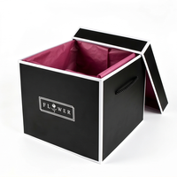 Boîte cadeau carrée de luxe personnalisée, boîte à fleurs avec couvercle, poignée en corde, boîte d'emballage en papier rigide pour mariage, arrangement floral