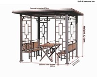 Pavillon de jardin à toit plat de style chinois, chaise suspendue de loisirs pour six personnes, auvent imperméable pour cour extérieure