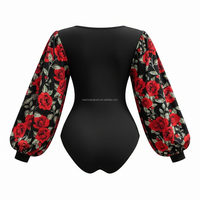 Combinaison à manches lanternes à imprimé floral personnalisée pour femmes