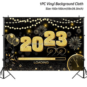 Fond noir doré joyeux année <span class=keywords><strong>2023</strong></span>, paillettes, feux d'artifice, décor de fête, arrière-plan, accessoire de photographie pour le nouvel an <span class=keywords><strong>2023</strong></span> - Product Image 5