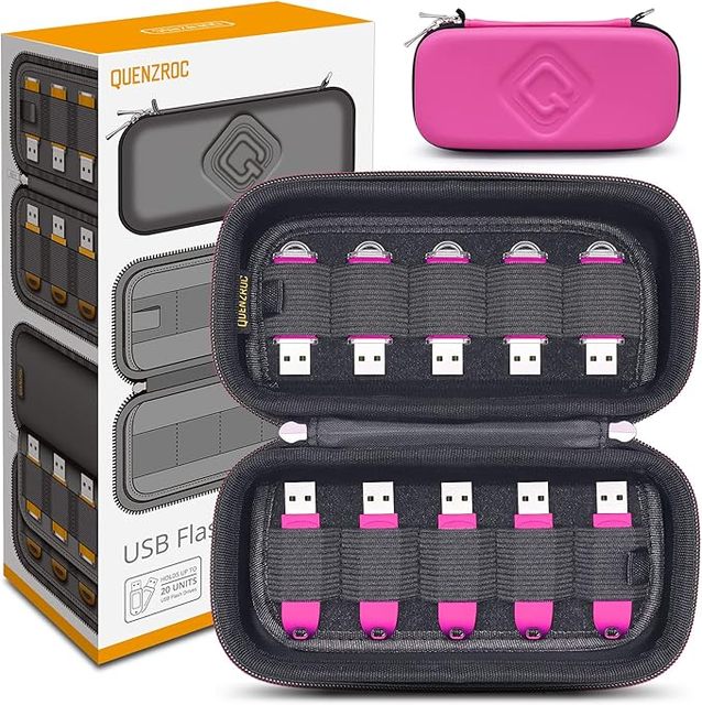 USB Flash Drives Case Organizer Fits20 Thumb Drives USB Sticks Holder Hard Shell Storage Case Portable Box Travel Carrying Pouch