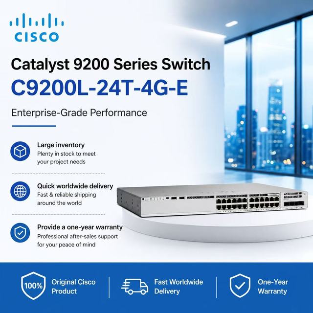 C9200L-24T-4G-E Cisco Catalyst 9200 Series 24 Port Data 4x1G Uplink Network Switch