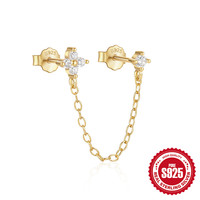 Gaby nouveau argent sterling 925 boucles d'oreilles pendantes zircon goutte d'eau or cartilage faux piercing bijoux en gros pour les femmes
