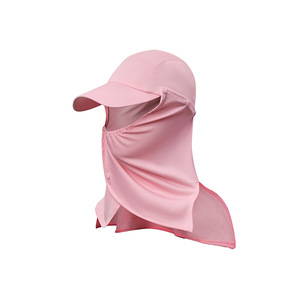 Sombrero de sol de ala ancha de seda helada para mujer con máscara facial, azul, para verano, pesca al aire libre, protección UV - Product Image 2