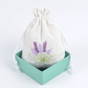 Sachets de <span class=keywords><strong>lavande</strong></span> vides en coton avec cordon de serrage, pochettes brodées en lin 10x14cm pour cadeaux de mariage et rangement de bijoux - Product Image 4