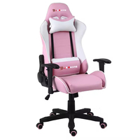 Chaise de jeu ergonomique pivotante moderne en cuir PU rose pour enfants, pour PC et ordinateur