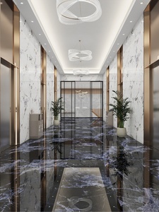 Azulejos de piedra de lujo modernos, azulejos grandes KTV de cuerpo completo oscuro, azulejos vitrificados 750X1500 para sala de estar, Hotel de pared de pizarra, negro - Product Image 5