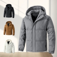 Veste d'hiver pour homme personnalisée, chaude et respirante, avec fermeture éclair, couleur unie, à capuche, en duvet, veste décontractée d'hiver pour l'extérieur, coupe-vent