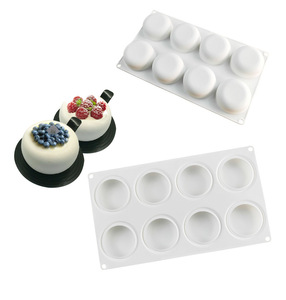 Molde de pastel de silicona de forma redonda de 8 cavidades Early Riser para hornear postres helado Mousse Chocolate trufa gomosa forma oblata <span class=keywords><strong>Soa</strong></span> - Product Image 4