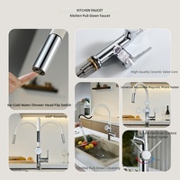 Robinet de cuisine moderne et minimaliste avec support magnétique extractible pour téléphone, valve en céramique, eau chaude/froide, pour évier de cuisine domestique