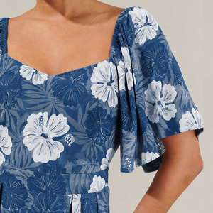 Cantidad máxima de pedido: Mono corto plisado con estampado playero de lujo, de lino y viscosa, estilo bohemio. - Product Image 4