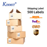 Étiquette autocollante thermique imprimable Kinmit 4x6 pouces, blanche, à coins, effet zèbre, enduite, imperméable, certifiée ISO9001, 100x150, en accordéon