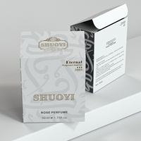Boîte de parfum cosmétique en carton de 50 ml conçue sur mesure, avec revêtement UV et laminage mat, et gaufrage pour emballage cadeau
