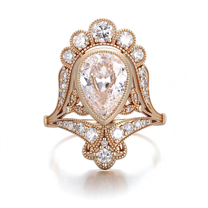 แหวนเพชรทรงลูกแพร์ DEF VVS เพาะเลี้ยงในห้องปฏิบัติการ ทองคำแท้ 18K 14K 10K สีเหลืองทอง ดีไซน์เนอร์ เครื่องประดับชั้นดี แหวนหมั้น แหวนสำหรับงานปาร์ตี้ สำหรับผู้หญิง - Product Image 2