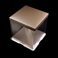 Boîte cadeau transparente carrée en plastique PET personnalisée en gros avec ruban nœud papillon, boîte d'emballage pour gâteau de 14 pouces avec fenêtre