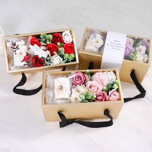 Venta al por mayor precio barato jabón Rosa Flores con decoración de aroma vela jabón rosas flor en caja de regalo - Product Image 1