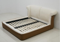 Cadre de lit de luxe en cuir moderne nordique, couleur personnalisée, pour chambre à coucher
