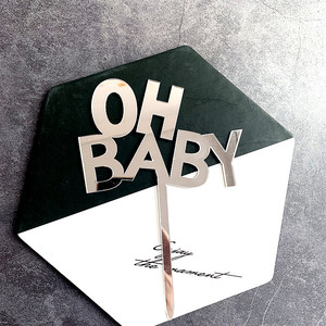 ท็อปเปอร์เค้กอะคริลิค Honey And Sweetness Oh Baby สีทองเงิน สำหรับตกแต่งงานปาร์ตี้วันเกิด ของตกแต่งโต๊ะขนมหวาน - Product Image 3