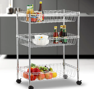 Cesta de comestibles de acero cromado alambre de metal estante de exhibición estante de almacenamiento para estantes de frutas - Product Image 3