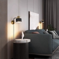 Lampe de lecture LED de luxe nordique en fer, bras articulé rotatif, montage en surface, interrupteur à prise, sans câblage requis, pour chambre à coucher, bureau, chevet