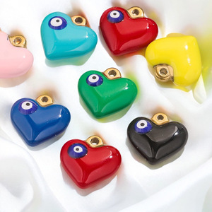 Amuletos de Corazón con Ojo Turco de Esmalte Colorido |   Colgantes de Aro de Acero Inoxidable con Baño de Oro PVD para la Fabricación de Joyería DIY, Collares y Pulseras - Product Image 4