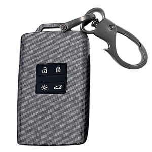 Coque de clé de voiture en fibre de carbone porte-clés housse de protection pour Talisman Espace Clio Zoe Koleos <span class=keywords><strong>Scenic</strong></span> 4 pour <span class=keywords><strong>Renault</strong></span> - Product Image 1