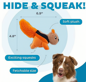 ของเล่นสุนัขแบบใหม่ ดีไซน์นุ่มนิ่ม ของเล่นสุนัขแบบมีเสียงบีบ รูปทรงกระรอก ของเล่นสำหรับสุนัขที่มีพลัง - Product Image 6