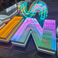 Letrero LED 3D Personalizado con Espejo Infinito, Letrero con Letras LED, Logotipo con Letras de Neón para Negocios