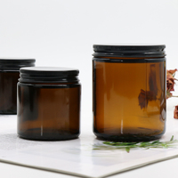 Vide 2oz 4oz 8oz 60g 120g  Pots à épices ronds cosmétiques en verre ambré avec couvercles Bougeoirs Conteneur Soins de la peau