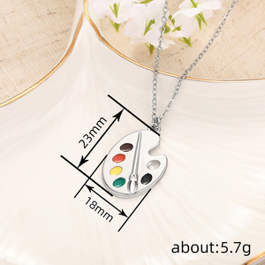 Collana con Ciondolo a Forma di Palette Irregolare Creativa per Donne, Gioiello Quotidiano Chic con Catena a O - Product Image 3