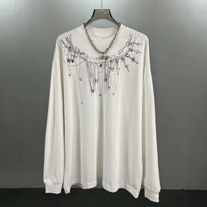 T-Shirt <span class=keywords><strong>Termica</strong></span> Personalizzata a <span class=keywords><strong>Maniche</strong></span> <span class=keywords><strong>Lunghe</strong></span> da Uomo in Cotone 100% Pesante, Vestibilità Oversize, Tinta Unita, Effetto Lavato, Stile High Street - Product Image 2