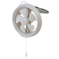 Ventilateur d'extraction compact blanc rond avec interrupteur à cordon, alimentation CA, faible bruit, pour usage domestique, salle de bain, cuisine, installation sur fenêtre