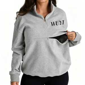 Sudadera con capucha de felpa suave para hombre, diseño personalizado al por mayor, para otoño, ropa de maternidad, lactancia, vintage, bordada - Product Image 2