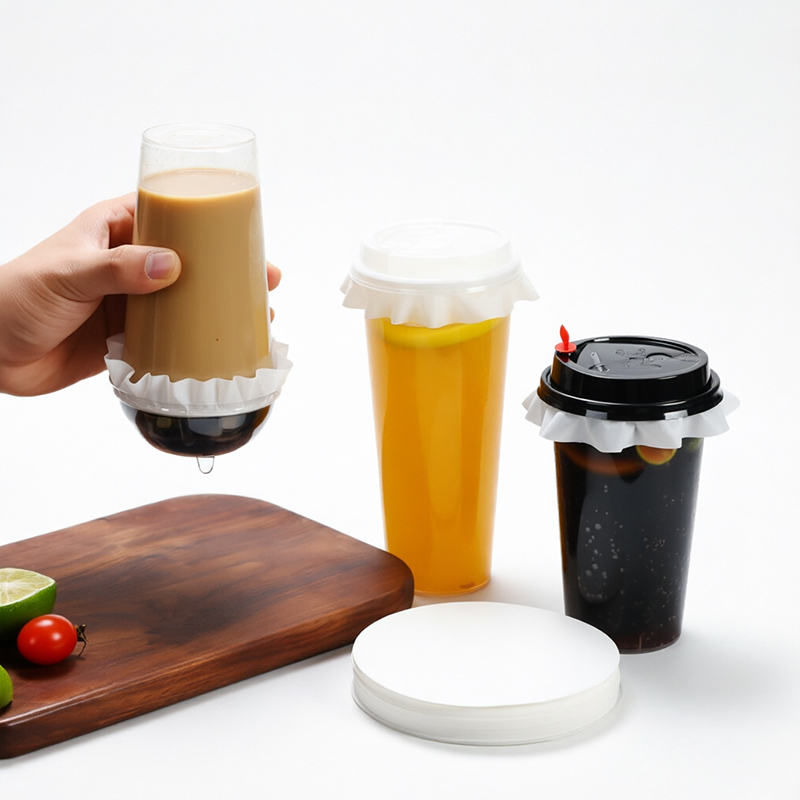 Disposable Spill Proof Paper Leak Proof PaperSealing Paper for Coffee Cups Takeout Drinks Milk Tea Packaging