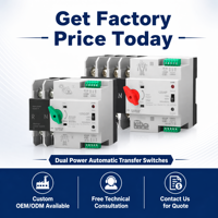 Interruptor de Transferencia Automática Trifásico de Doble Alimentación ATS 2P/3P/4P, Montaje en Riel DIN, Cambio Manual/Automático para Generador Solar Fotovoltaico