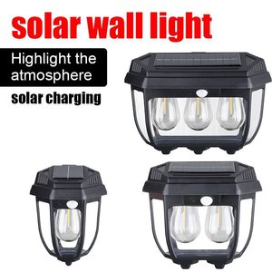 Lampe murale solaire d'extérieur à LED, lumière chaude, avec capteur de mouvement, s'allume automatiquement la nuit, diffuseur en polycarbonate, forme carrée - Product Image 3