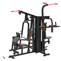 Équipement de musculation multifonctionnel commercial à 5 stations, machine d'entraînement de force intégrée, pile de poids de 90 kg, acier fin, unisexe
