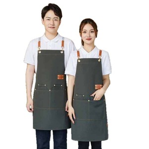 Tablier en toile imperméable à double poche et bretelles croisées, taille unique, respirant et anti-salissure, idéal pour salon de beauté, salon de manucure, pâtisserie - Product Image 2