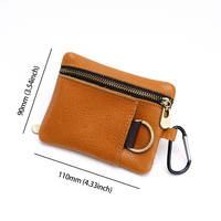 Sac de rangement sport à fermeture éclair de style japonais porte-monnaie vintage en cuir véritable avec fermeture éclair écouteur sac de rangement de crédit d'identification portable