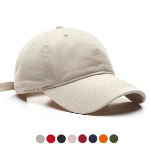 Spor nakış logosu % 100% pamuk erkekler yapılandırılmamış beyaz baba şapka düz özel beyzbol şapkası