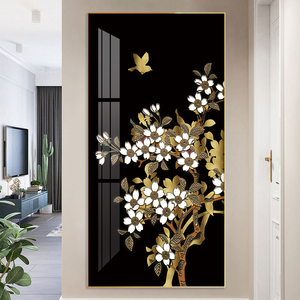 Branches or <span class=keywords><strong>et</strong></span> feuilles blanches oiseau peinture abstraite <span class=keywords><strong>fleur</strong></span> mur art pour entrée décor photo impression toile <span class=keywords><strong>et</strong></span> affiche - Product Image 5