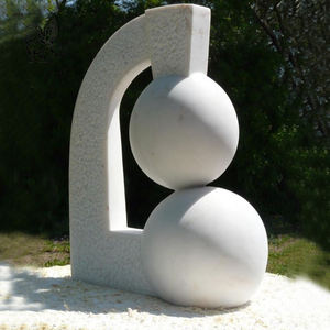 Scultura in Pietra Astratta Bianca per Giardino, Decorazione Esterna Personalizzabile, Arte Semplice MSD-263 - Product Image 5