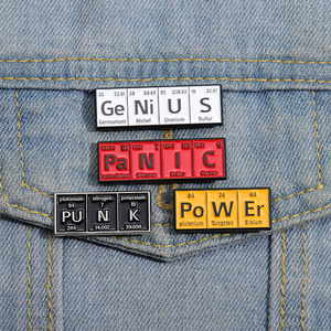 Alfileres de esmalte de elementos químicos personalizados <span class=keywords><strong>PO</strong></span> W ER GE NI U S Punk broches insignias de solapa tema joyería regalo para estudiantes amigos - Product Image 1