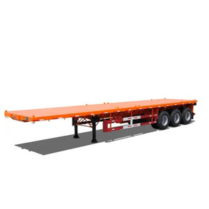Prix d'usine Semi-remorque plateau en acier 2 essieux personnalisable 40 pieds, pneus 12R22.5, capacité de charge 30 tonnes, pour meubles/appareils - Product Image 3