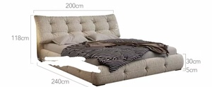 Baichuan Dernier design moderne Rembourré Chenille <span class=keywords><strong>Velours</strong></span> Tissu Queen King Size Meubles de chambre en bois Lit avec rangement - Product Image 4