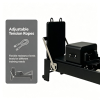 Reformer Pilates en chêne finition noire moderne avec accessoires complets pour l'entraînement Pilates à domicile et commercial