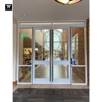 Porte de sortie battante double vitrage en aluminium avec barre anti-panique, matériel de sécurité, porte d'évacuation commerciale d'urgence pour hall de bureau