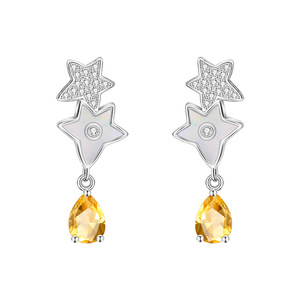 Pendientes de Plata de Ley 925 con Madreperla Fina de 5*7mm, Corte Pera, Piedra Natural, Doble Capa, Estrella, Joyería para Uso Diario - Product Image 1