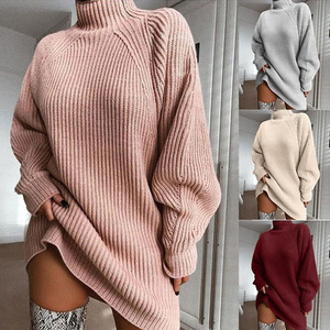 Nouveauté Vente Chaude Pull en Tricot Casual à Manches Longues <span class=keywords><strong>Col</strong></span> Demi-Haut Robes Pulls en Tricot Pull <span class=keywords><strong>Femme</strong></span> - Product Image 4